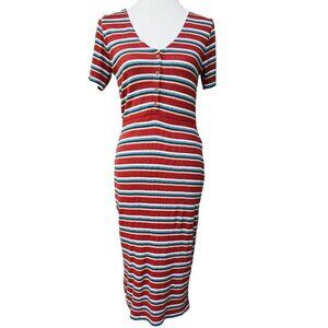 Roxy Women's Bring It On Short Sleeve Ribbed Dress Size M ARJKD03195